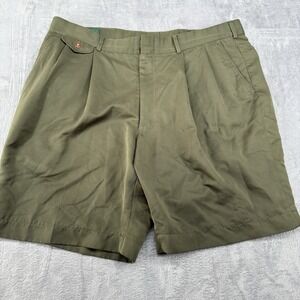 Orvis Mens Shorts Size 42 Pleat Front 5‎ Pockets Casual Soft Poly Olive Green